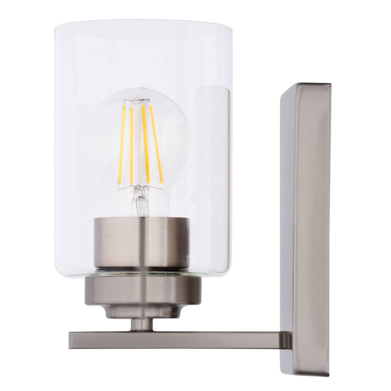 Park Ridge Bathroom Vanity Lighting Wall Fixture, Clear Glass Shade, Dimmable, LED Compatible, Over Mirror Mount Steel