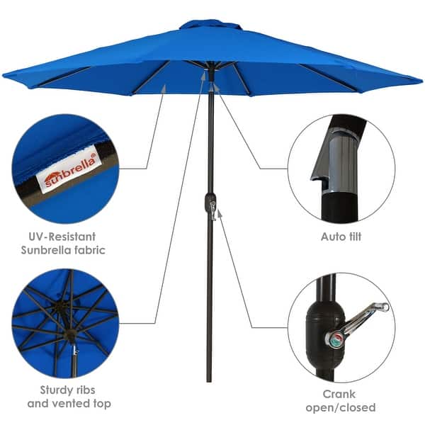 Shop Sunnydaze 9 Foot Aluminum Sunbrella Patio Umbrella Auto Tilt Pacific Blue 9 Ft Overstock 24010675