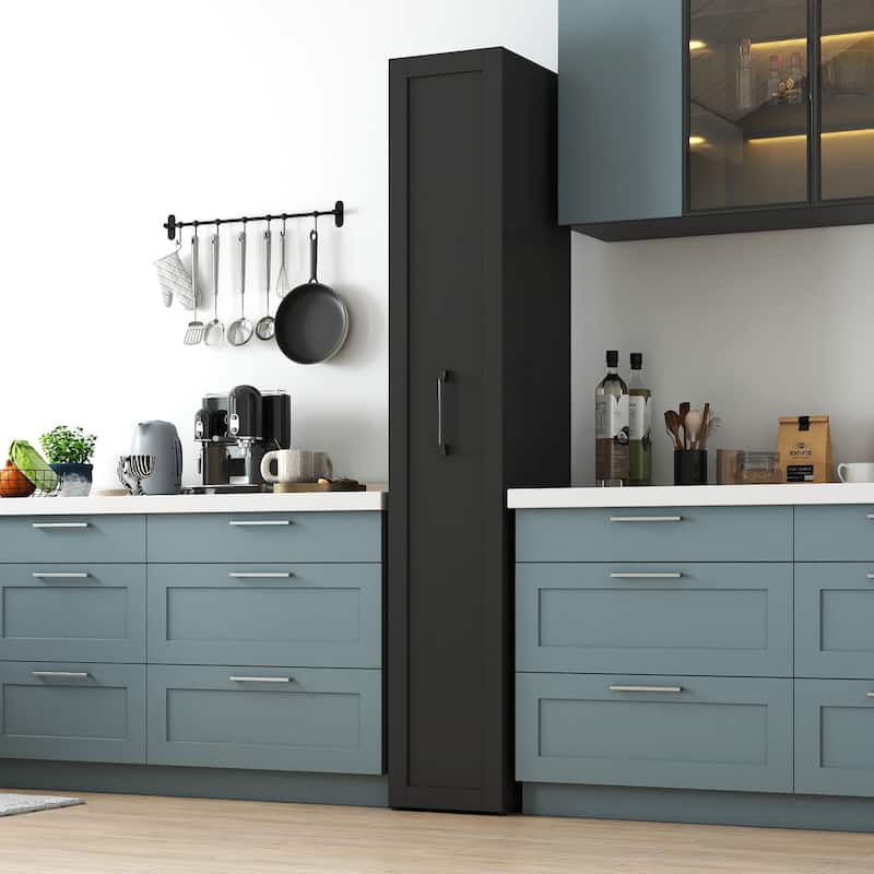 Slim Rolling Storage Cart with Wheels & Handle, Narrow Kitchen Cabinet & Spice Rack for Small Spaces