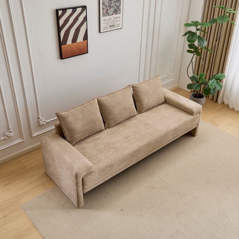 lgora Modern Upholstered 3-Seater Sofa with Wooden Frame Support