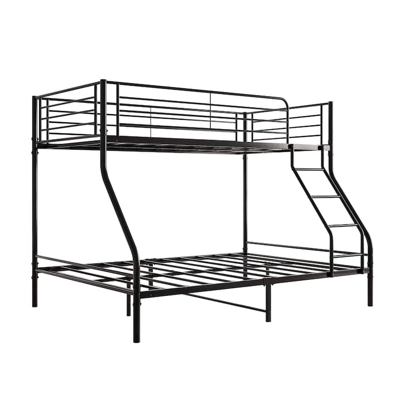 Twin-Over-Full Bunk Bed, Heavy Duty Bunk Bed with Ladder and Guardrails, Metal Bed Frame with Slats Support for Adults, Teens