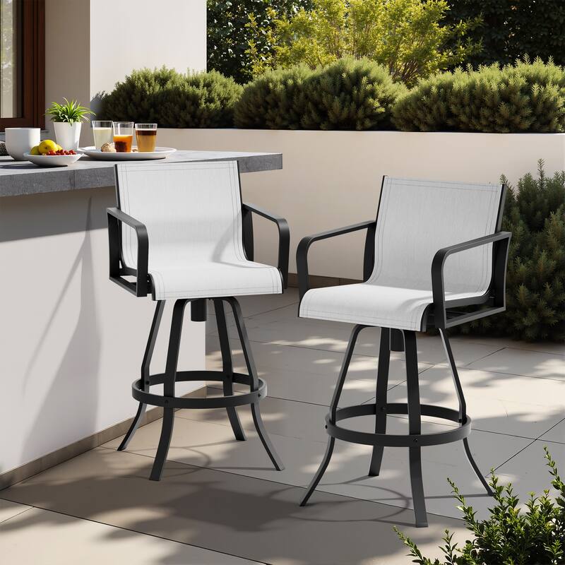 Outdoor Indoor Patio Aluminum Premium Sunbrella Fabric Swivel Barstools