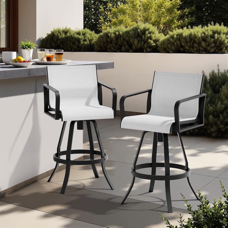 Outdoor Patio Aluminum Sunbrella Fabric Swivel Barstools