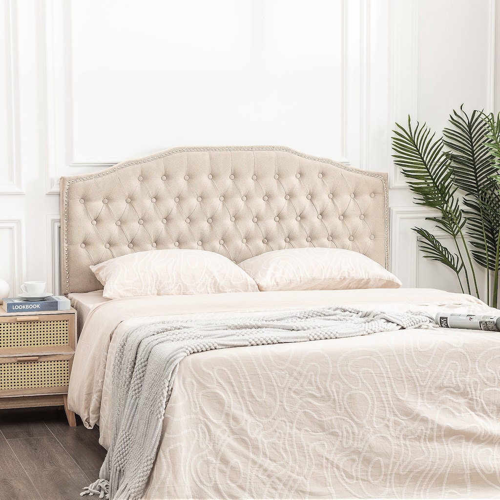 Adeco 64-Inch Upholstered Headboard with Adjustable Legs