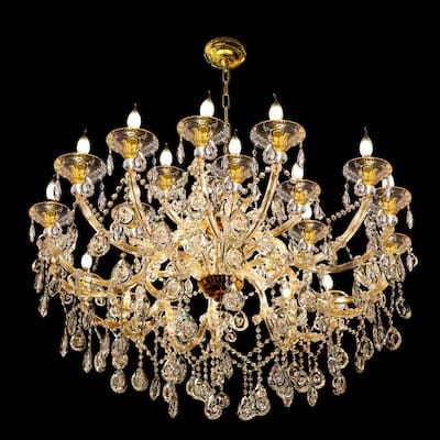 Maria Theresa 45in Wide Gold 24 Light Crystal Chandelier