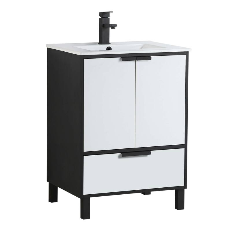 Fine Fixture Bathroom Vanity and Sink, ADA Compliant - 24 Inch - Matte White Paint