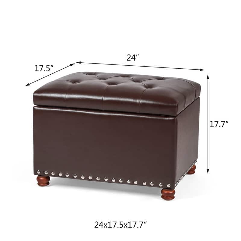 Adeco Contemporary Bench Lift-top Storage Ottoman