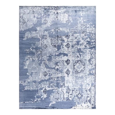 Modern One-of-a-Kind Hand-Knotted Area Rug - Ivory, 9' 3" x 12' 3" - 9' 3" x 12' 3"