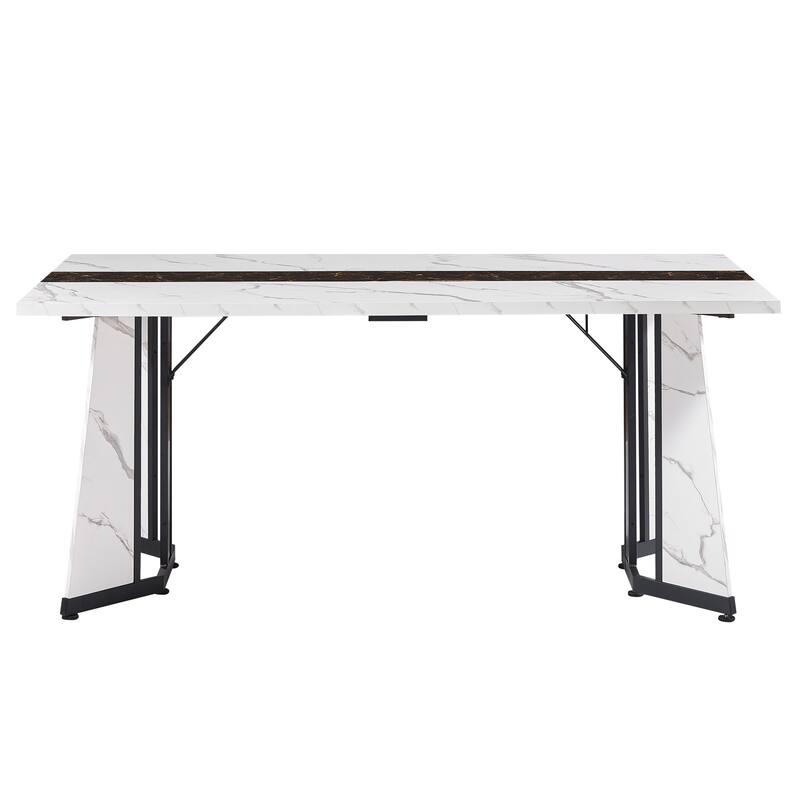 70.9"Rectangular Large Dining Table, Waterproof Large Desk For 8 People, Deluxe Family Dining Table With Adjustable Legs