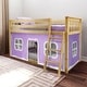 preview thumbnail 19 of 113, Max and Lily Twin over Twin Low Bunk with Curtains Natural with Purple/White Curtain