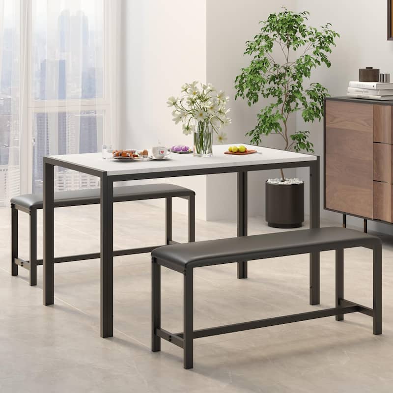 Space-Saving Dining Table Set,Ideal for Small Spaces - Featuring a Stylish Faux Marble or Wood Grain Table with Modern Chairs