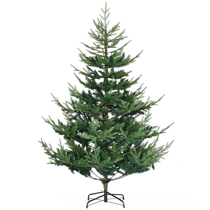 6FT/7.5FT/9FT Unlit Artificial Christmas Tree with Flame-Retardant Design and Metal Base