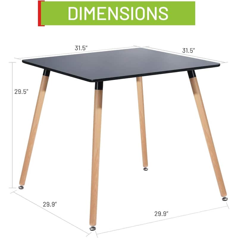 Homylin 31.5" Modern Square Dining Table with Wooden Legs, Black or Gray Blue