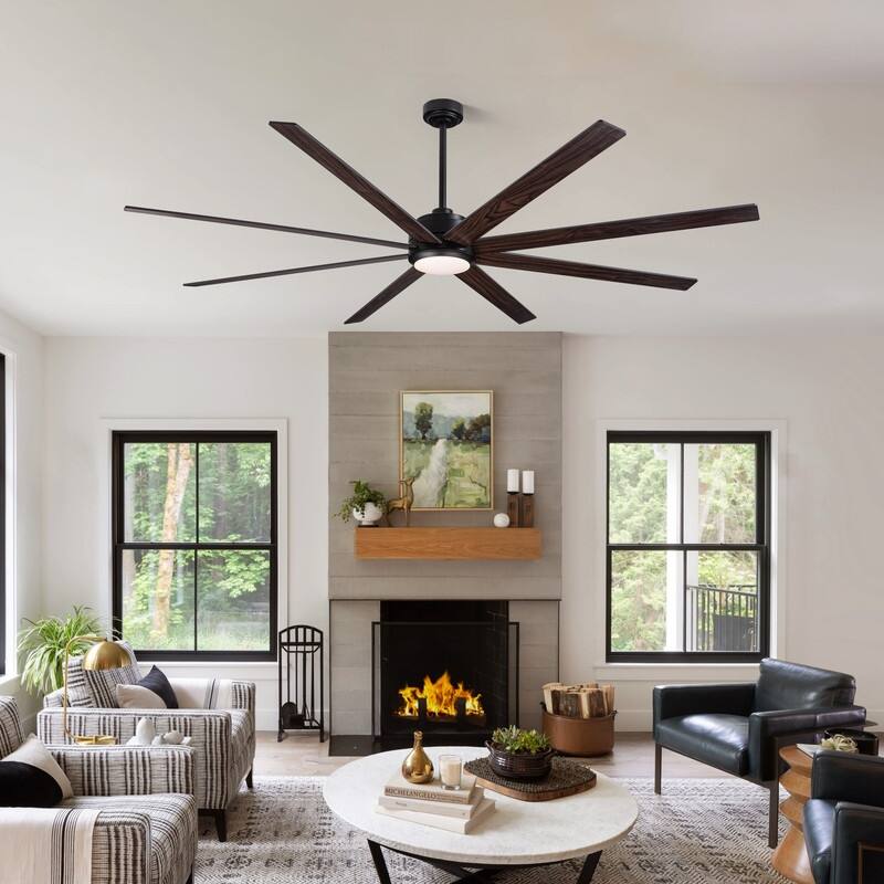 84" Ceiling Fan with Light Black Indoor/Outdoor Ceiling Fan for Living Room Large Dimmable Ceiling Fan with Remote APP Control