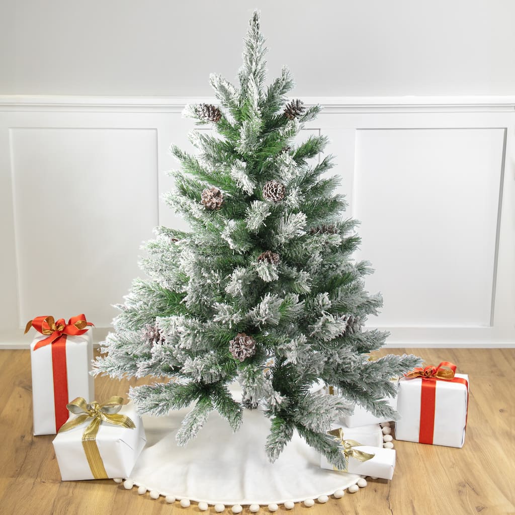 Medium Flocked Angel Pine Artificial Christmas Tree - 4' - Unlit - 3-to-6-feet