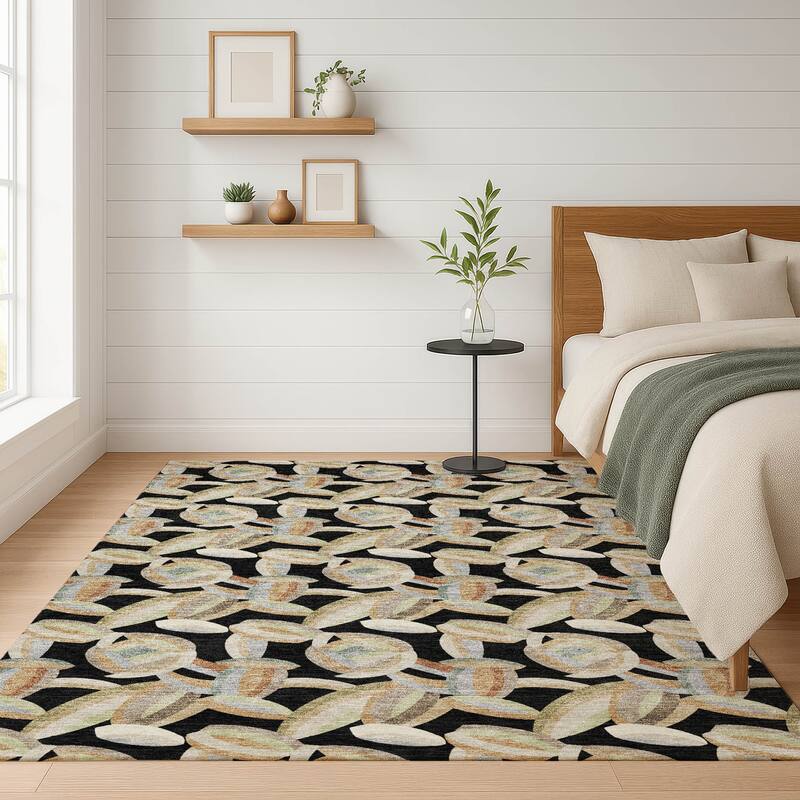 Machine Washable Indoor/ Outdoor Modern Heli Chantille Rug