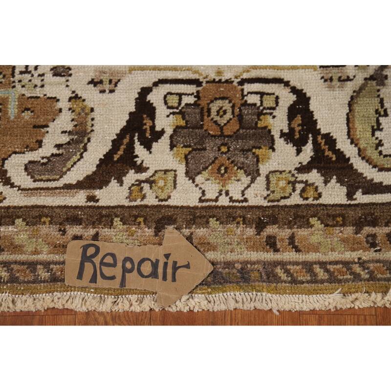 Gold Vegetable Dye Mashad Antique Persian Rug Handmade Wool Carpet - 5'3" x 8'3"