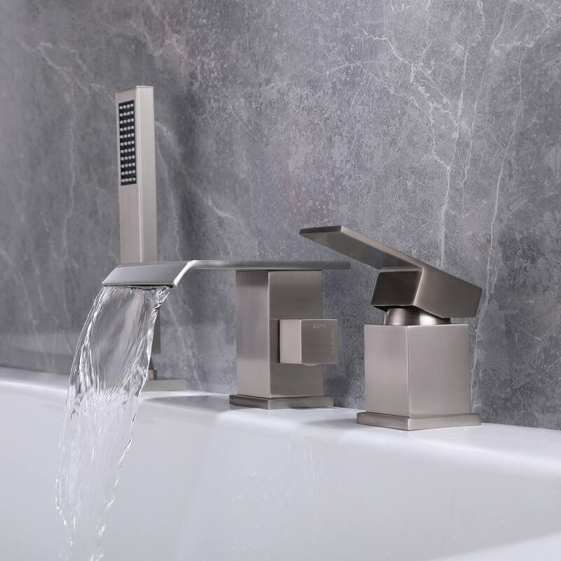 Solid Brass Waterfall Roman Tub Faucet with Hand Shower