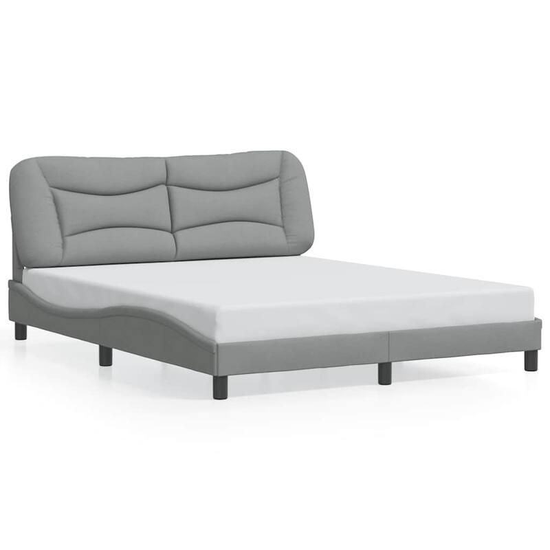 vidaXL Bed Frame without Mattress "Hvar" Light Gray Fabric