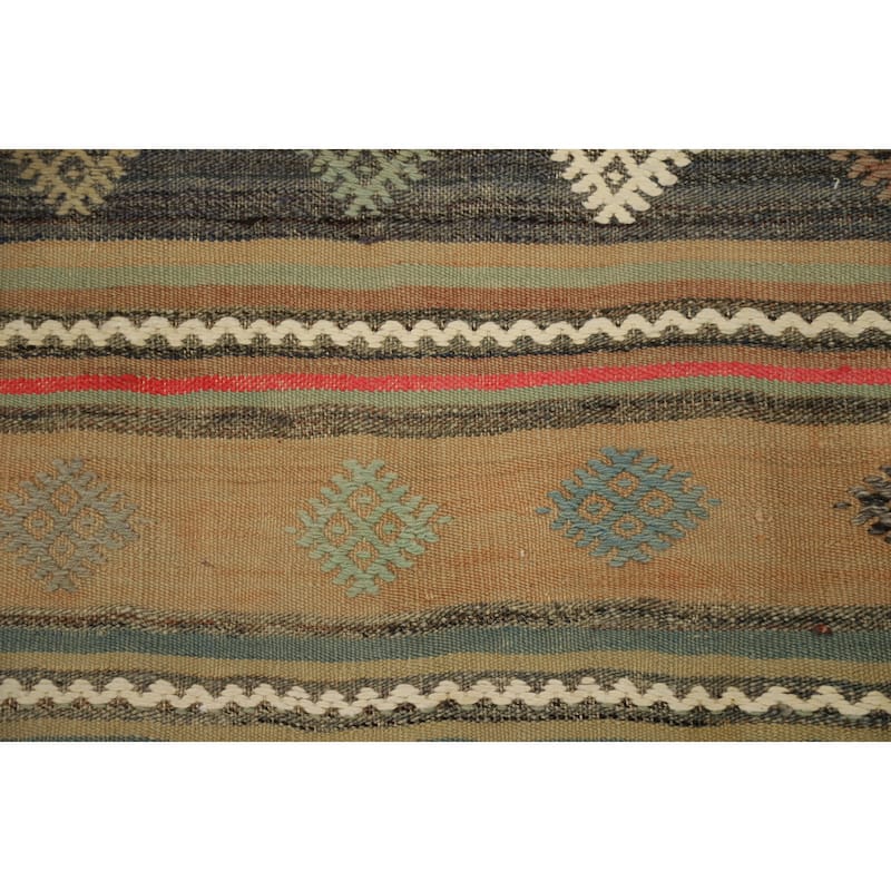 Hand Woven Oriental 100% Wool Carpet Southwestern Tribal Multi-Colored Kilim Area Rug - 10' 0'' X 4' 9''