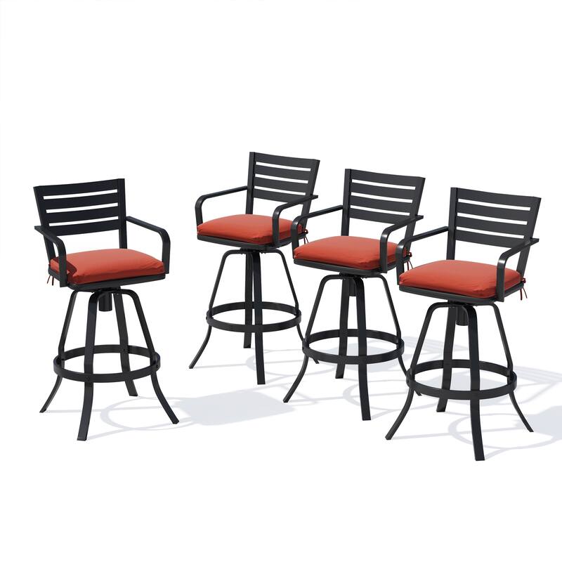 Outdoor Aluminum Swivel Bar Stools Sunbrella Textilene Sling Patio Barstools
