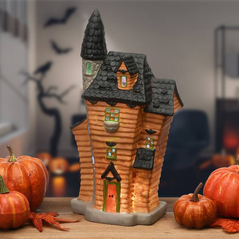 National Tree Company Halloween Pre-Lit Haunted House Decoration, LED Lights, 12 Inches - 12 in