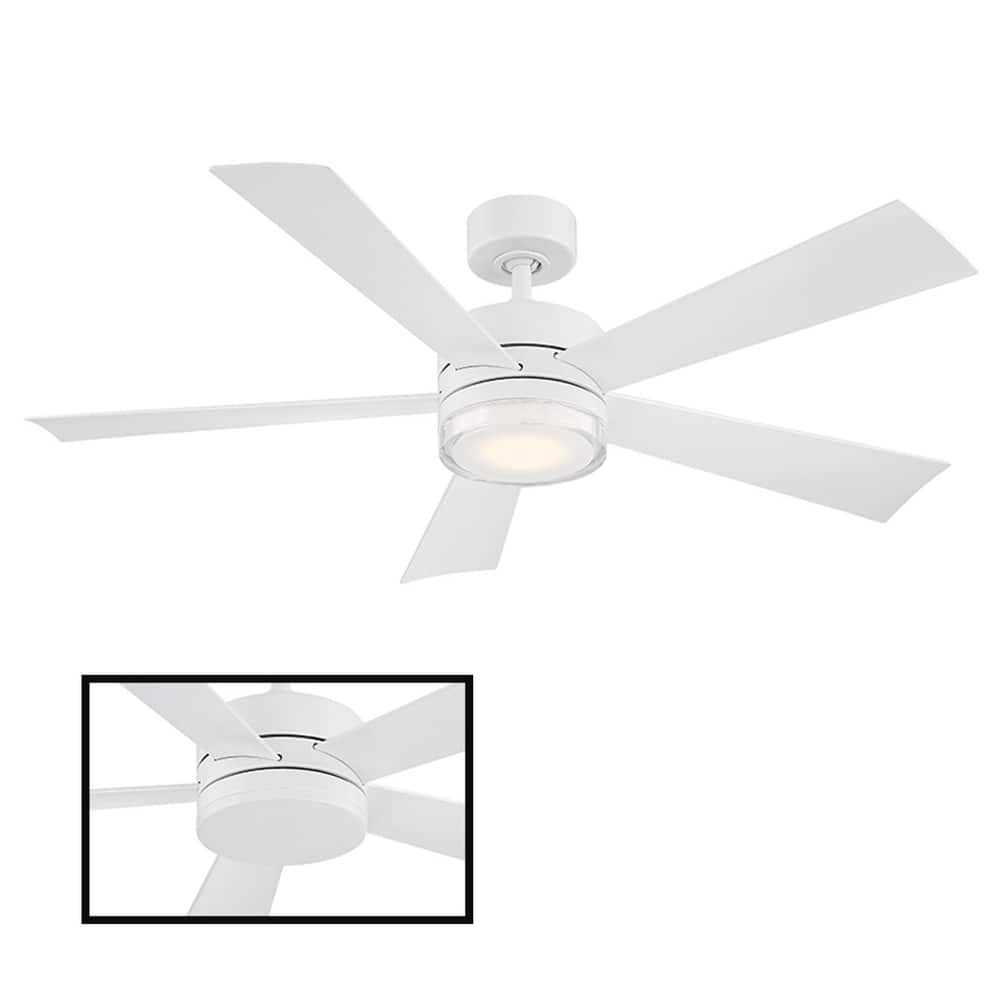 Wynd 52 Inch Five Blade Indoor / Outdoor Smart Ceiling Fan with Six Speed DC Motor and LED Light.