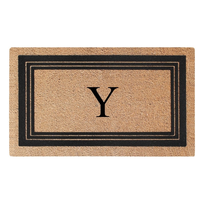 A1HC Natural Coir Monogrammed Entrance Door Mats, Durable Large Outdoor Rug, Non-Slip, Flock Doormat 18"X30" - Y