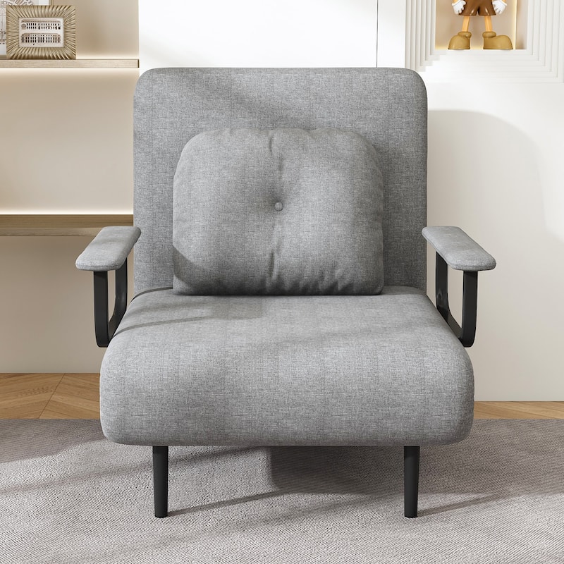 Convertible Sofa Bed with 5-Position Backrest & Storage