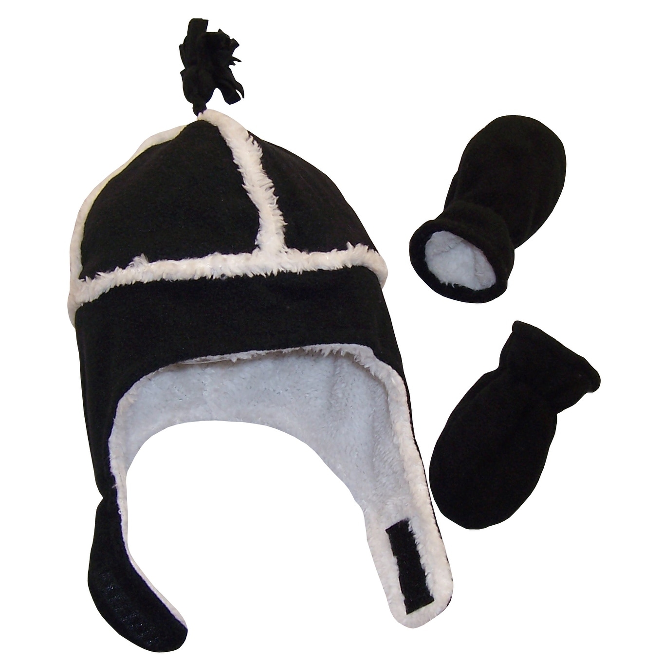 NICE CAPS Little Girls Fully Lined Micro Fleece Hat Mitten Appliques Winter Set
