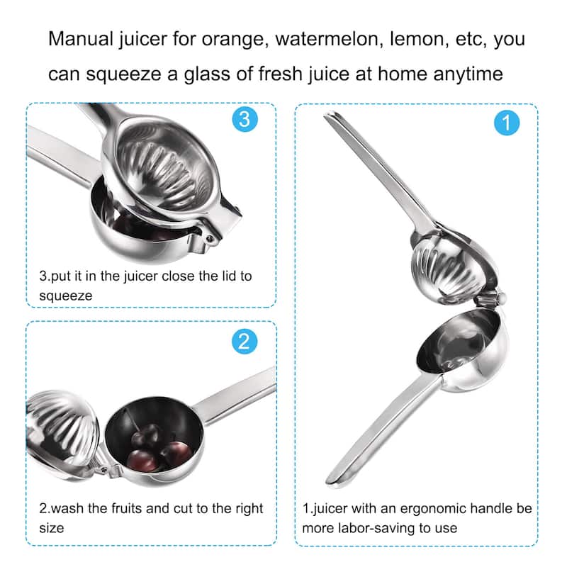 Manual Hand Juicer Stainless Steel Lemon Orange Citrus Squeezer Silver - 21.5cm/8.5 inch