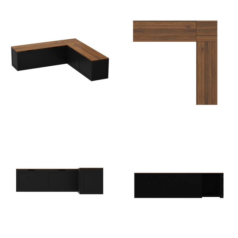 Corner Entryway Bench w/Hidden Storage White Oak Finish Shoe Cabinet