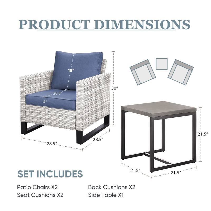 Outdoor Chairs Coffee Table Patio Chairs with Deep Seating