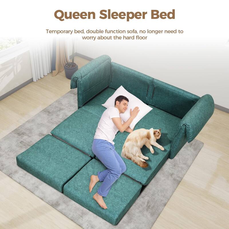 65" Loveseat Sleeper Sofa, Convertible Couch Bed Loveset Small Couchs for Living Room