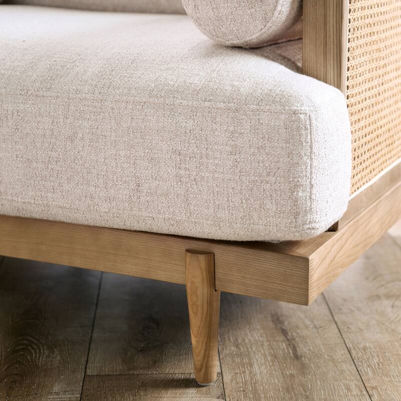 Jacques Mid Century Modern Rattan Loveseat with Pillow Back by Furniture of America