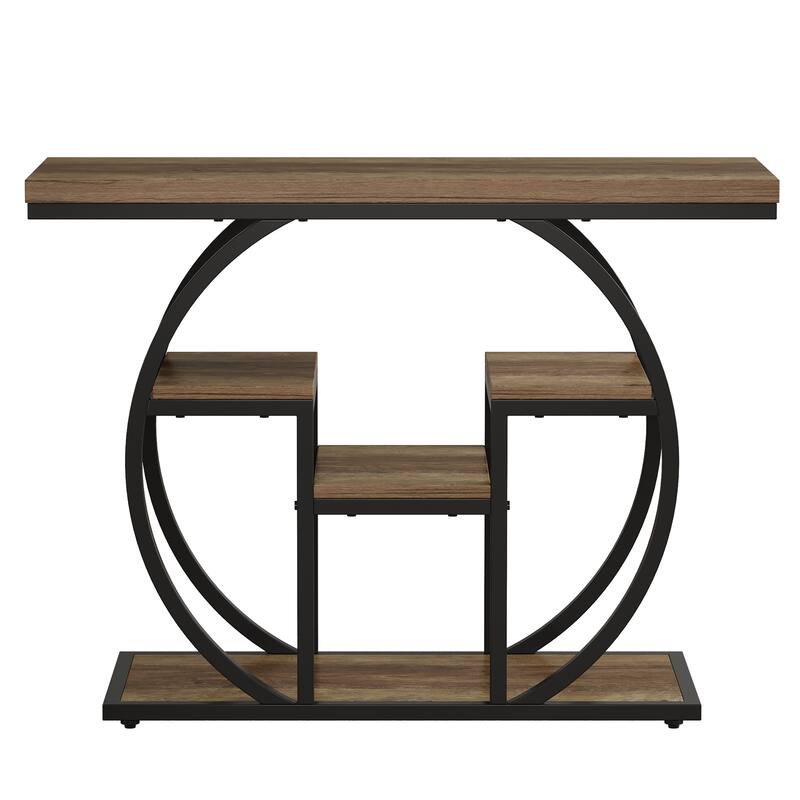 41.3" Console Sofa Table with Storage Shelves, 4-Tier Wood Accent Table for Entryway, Living Room, Hallway, Foyer
