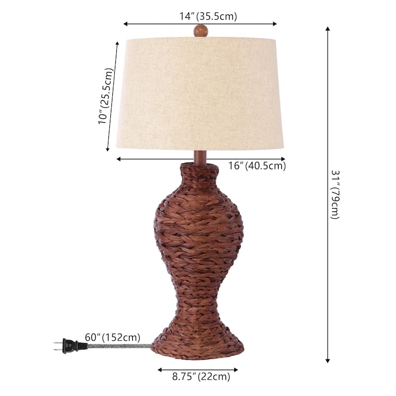 January 31" Seagrass Weave LED Table Lamp, by JONATHAN Y