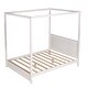 preview thumbnail 5 of 22, Modern Queen/Full Size Canopy Platform Bed with Headboard and Support Legs - Natural Finish, Sturdy Pine Wood Construction