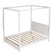 preview thumbnail 11 of 22, Modern Queen/Full Size Canopy Platform Bed with Headboard and Support Legs - Natural Finish, Sturdy Pine Wood Construction