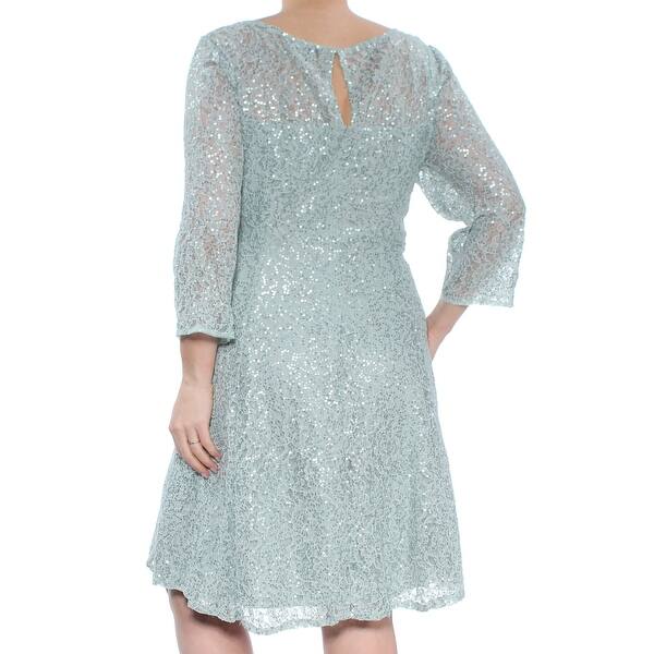 Shop Slny Green 3 4 Sleeve Knee Length Fit Flare Dress Size 14w