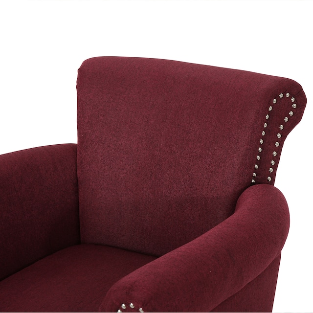 Brice Contemporary Scroll Arm Club Chair with Nailhead Trim by Christopher Knight Home