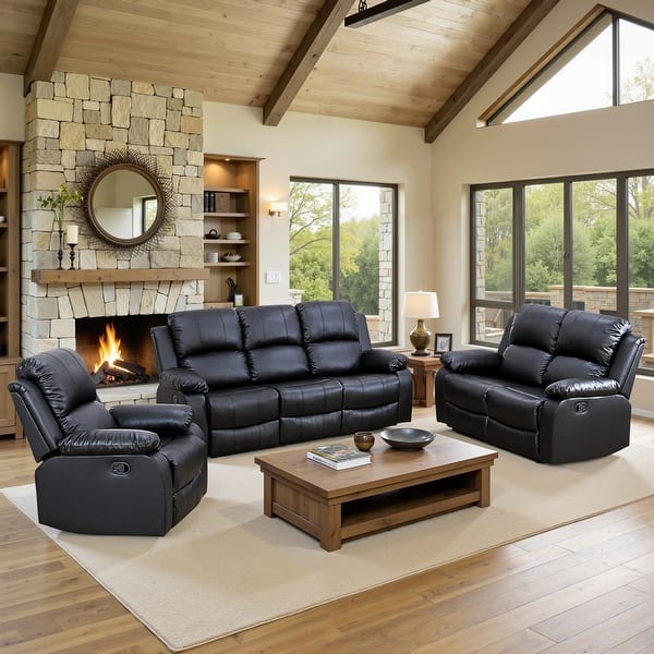 3-Piece Semi PU And PVC Couch Living Room Sofa Set - Bed Bath & Beyond