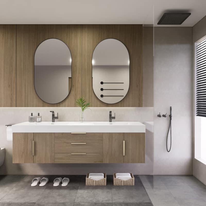 Noble 72" Wall Mounting Vanity with Reinforced Acrylic Double Sink