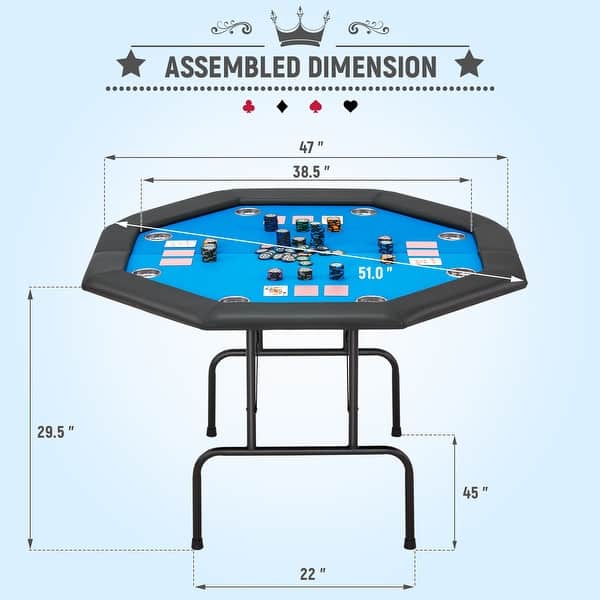 dimension image slide 0 of 2, AVAWING 8 Players Game Poker Table Casino Leisure