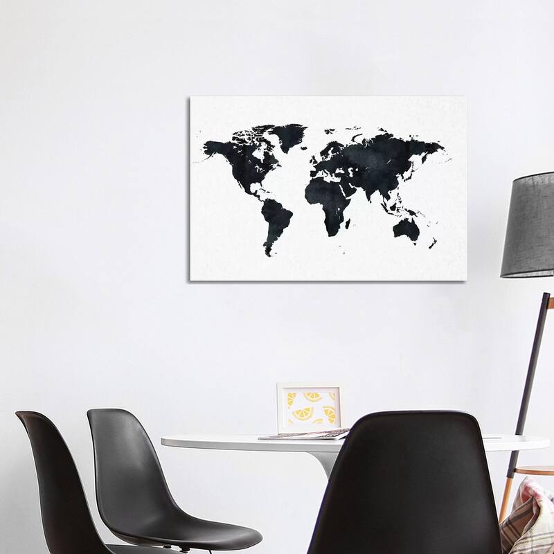 iCanvas "World Map In Black And White" by Nature Magick Canvas Print - 26x40x1.5