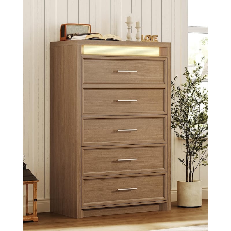 Dresser for Bedroom with Drawers Mid-Century Modern Dresser 3 Color Lights