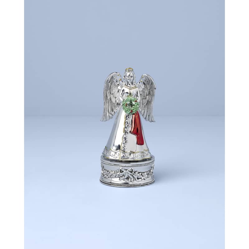 Reed And Barton Vintage Christmas Musical Angel Silverplate Figurine, Silent Night - 3.125" Round