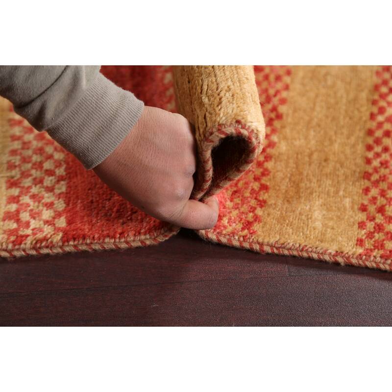 Striped Contemporary Gabbeh Kashkoli Wool Area Rug Hand-knotted Carpet - 2'10" x 4'10"