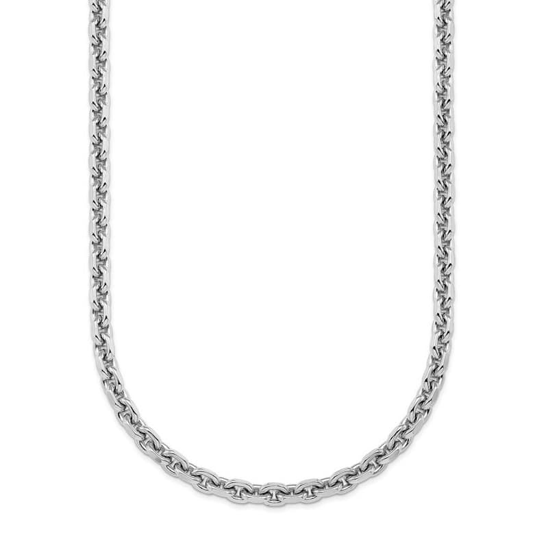 Curata 925 Sterling Silver Rhodium 3.6mm Fancy Flat Chain Necklace for Men