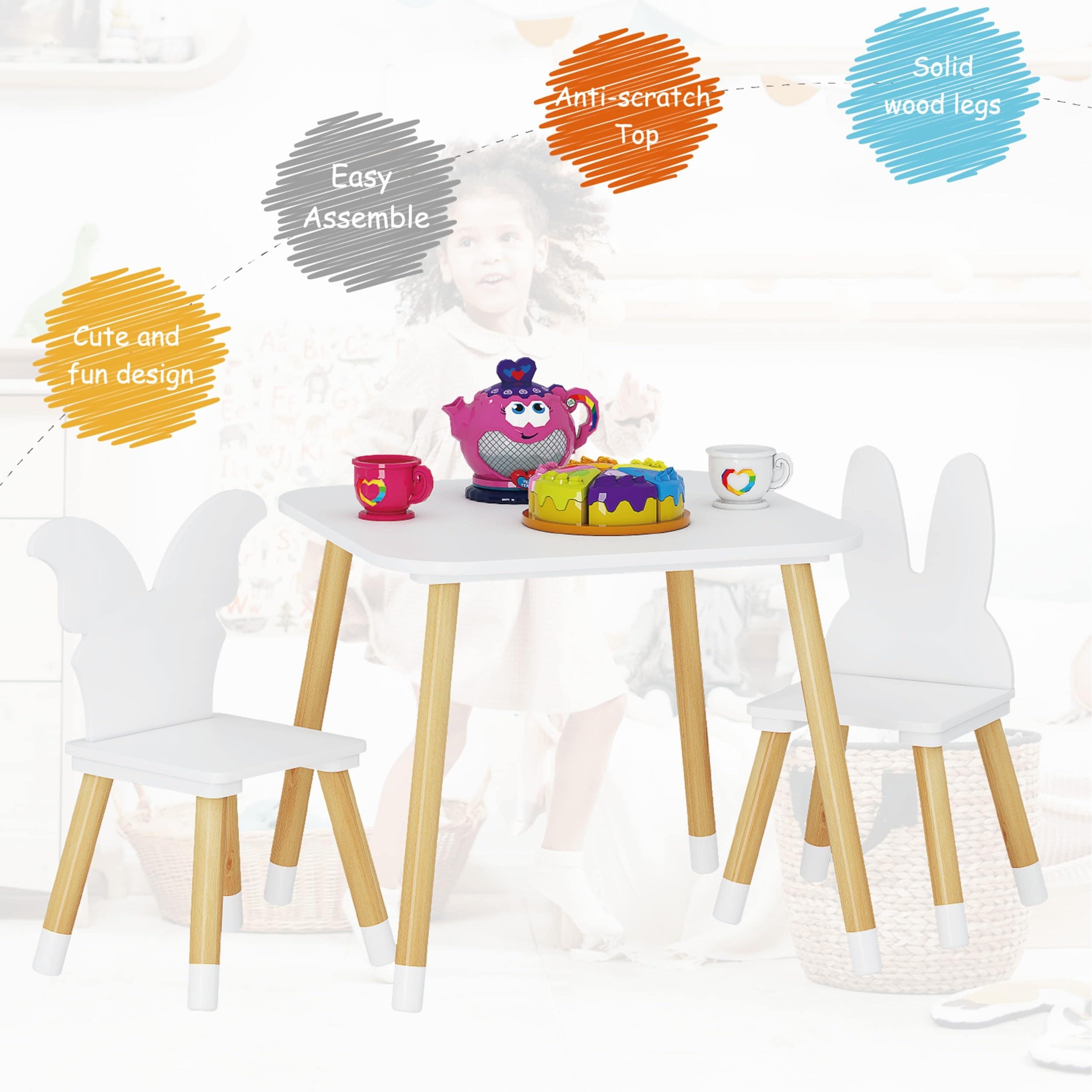 Kids Table with 2 Chairs Set Kids Table and Chair Set 3 Piece